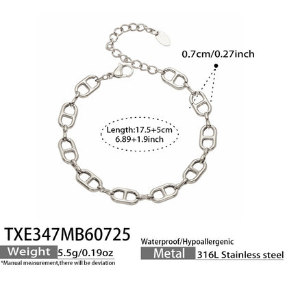 B廠【TXP347】跨國高級感輕奢不銹鋼鍍18k金 日字鏈條項鍊項鍊女裝飾品首飾套裝
 26.07-5