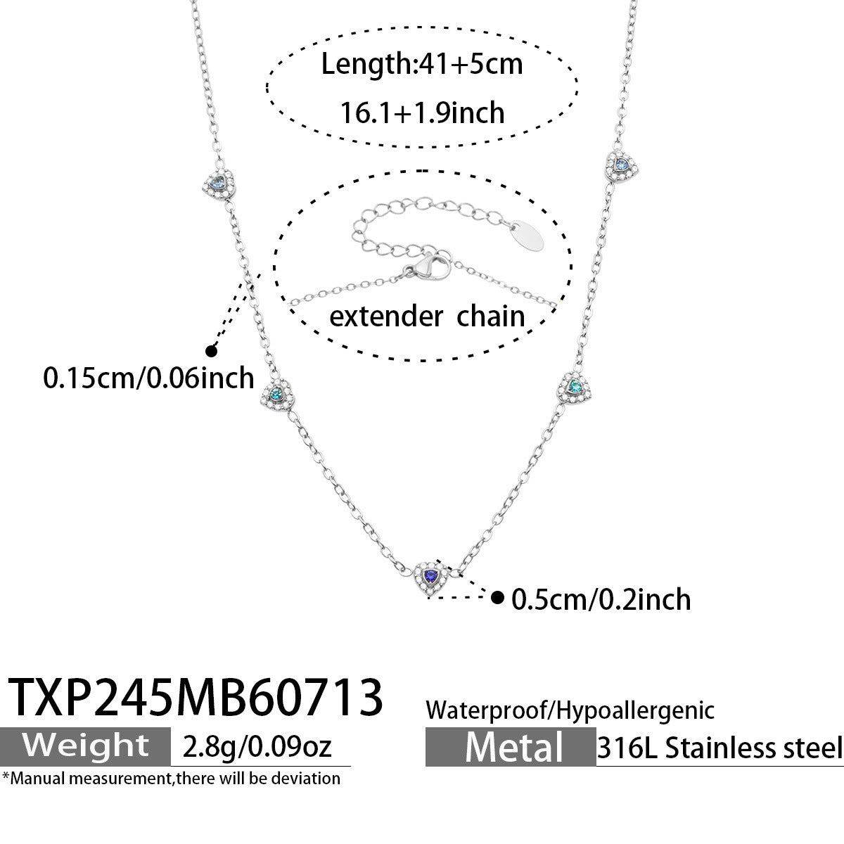 B廠【TXP245】歐美新款不銹鋼鍍18k金 多巴胺系列滿鋯石愛心吊墜項鍊手鍊女飾品
 26.07-4