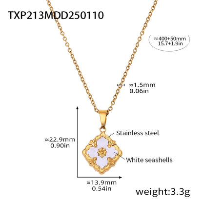 B廠【TXP213】歐美新款四葉草花朵手鍊項鍊耳環組鍍18k真金工藝菱形宮廷飾品 25.01-3