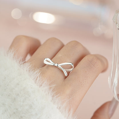 D廠【YC3631R】S925純銀絲帶蝴蝶結戒指可愛甜美在逃公主韓風溫柔手飾 25.04-3