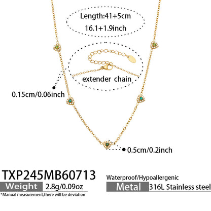 B廠【TXP245】歐美新款不銹鋼鍍18k金 多巴胺系列滿鋯石愛心吊墜項鍊手鍊女飾品
 26.07-4