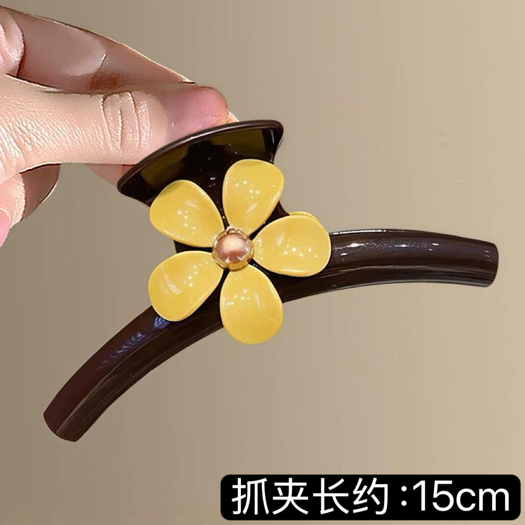 C廠【X130】氣質醋酸花朵抓夾大號女2026年新款高級感後腦勺盤髮鯊魚夾子頭飾
 26.04-3