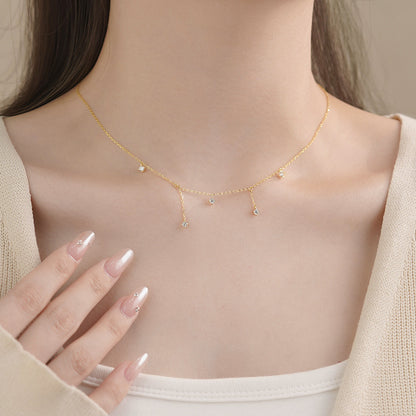 D廠【YC0432N】S925純銀小眾設計流蘇項鍊女簡約冷淡風氣質百搭鎖骨鏈 25.03-3