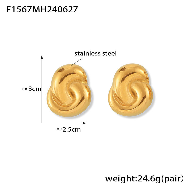 B廠【F1567】Chic風歐美跨境耳環誇張設計感雙圈耳環18k金鈦鋼夏季不褪色耳飾 24.07-1