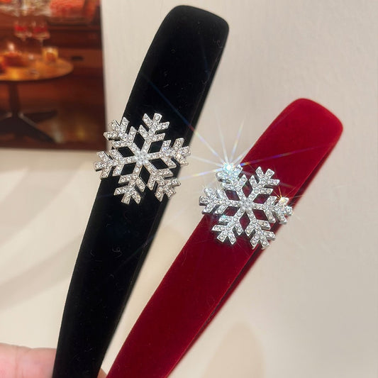 C廠【Y972】聖誕元素雪花頭飾紅色絲絨髮箍高顱頂女秋冬2025年新款高級感頭箍
 25.12-4「C廠-單筆結帳需滿，NT$500出貨(不含運費)」