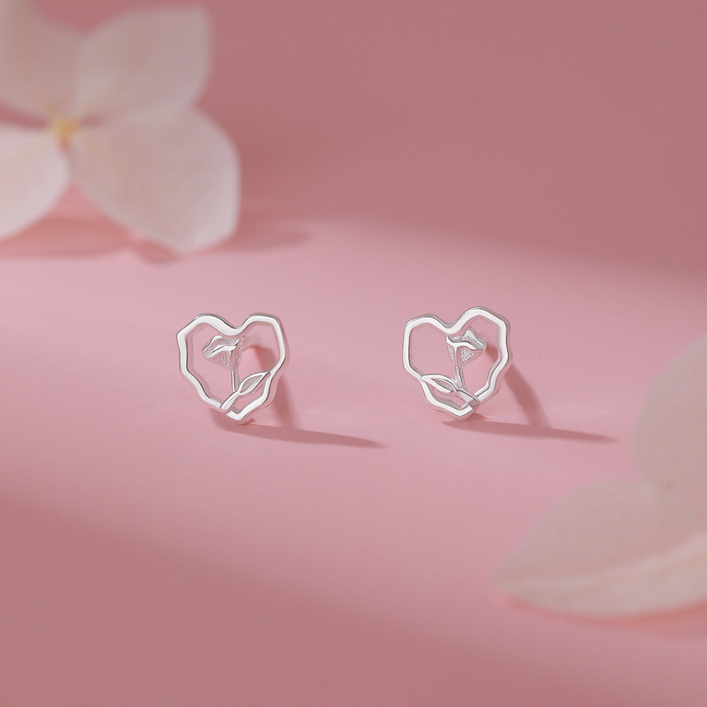 D廠【YC2447E】足銀S999愛心耳環韓風氣質甜美養耳洞溫柔精緻設計感小眾耳飾
 26.03-2