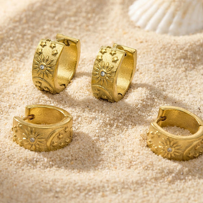 B廠【F1322】歐美簡約設計日月星微鑲鋯石耳環不鏽鋼鍍18k金時尚百搭氣質耳飾
 26.03-3