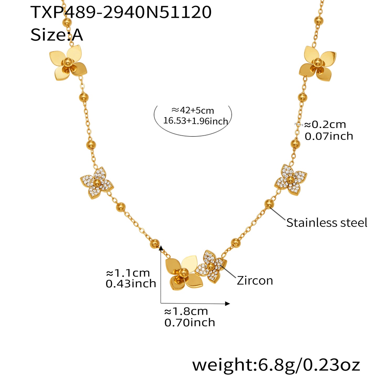 B廠【TXP489】熱銷新品重十字夾珠鬱金香花朵鑲鋯石滿鑽鎖骨項鍊戒指套裝
 25.11-4