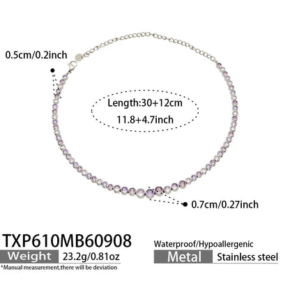 B廠【TXP610】跨境歐美不銹鋼鍍金圓形鋯石項鍊高級感簡約手鍊耳環可疊戴飾品女
 26.09-3