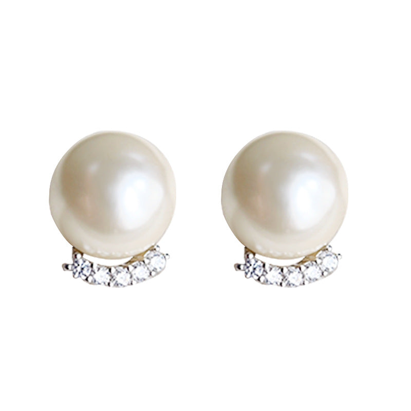 C廠【3916】爆款質感珍珠耳環通勤百搭高級感微鑲鋯石玻璃珍珠圓形簡約耳飾品
 25.10-4