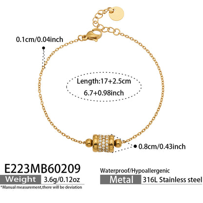 B廠【E223】歐美風氣質百搭日字微鑲鋯石手鍊組合不鏽鋼鍍18k真金時尚冷淡風
 26.03-2