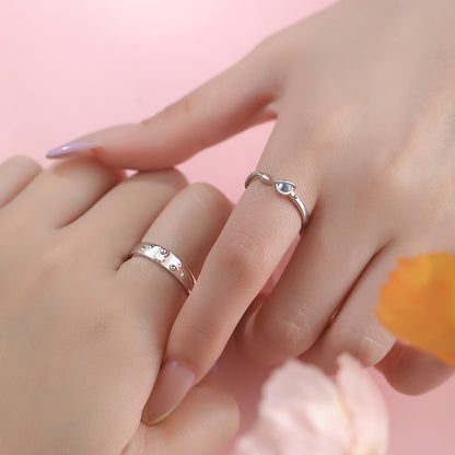 D廠【YC4064R】S999足銀可愛太空人情侶對戒卡通小眾清新簡約個性戒指 25.07-2