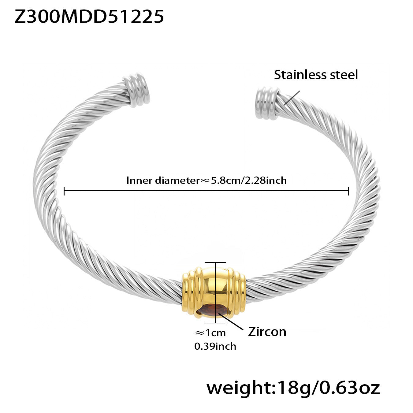 B廠【Z315】不鏽鋼幾何不規則鏤空手鐲鑲嵌5A鋯石組合手環鍍18k真金歐美飾品
 26.01-1