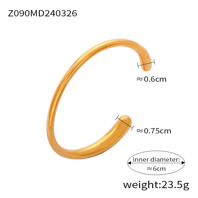 B廠【Z090-Z144】歐美ins冷淡風個性簡約鑲鑽皇冠鏤空手環女鈦鋼鍍18k真金光面手鐲 24.04