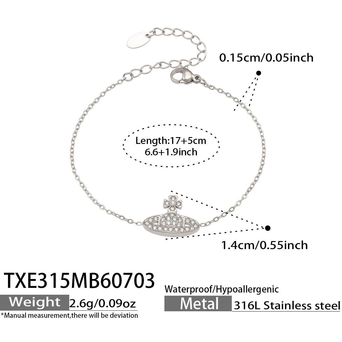 B廠【TXP315】歐美新款時尚流行鈦鋼鑲滿鋯石星球吊墜手鍊耳環戒指項鍊首飾組合 26.07-2
