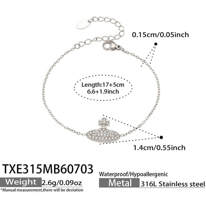 B廠【TXP315】歐美新款時尚流行鈦鋼鑲滿鋯石星球吊墜手鍊耳環戒指項鍊首飾組合 26.07-2