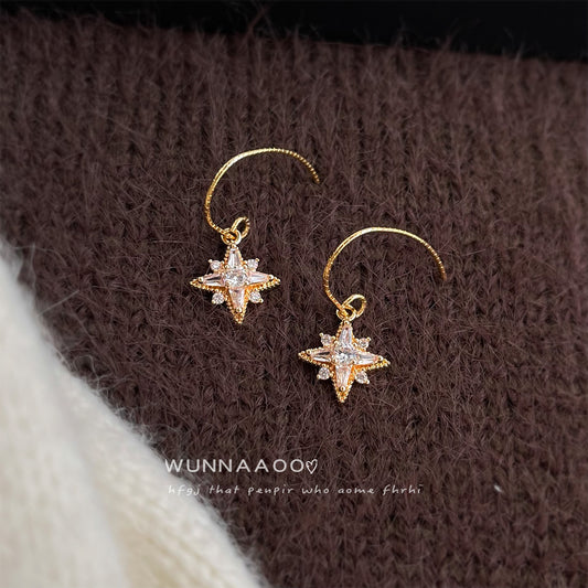 C廠【7066】時尚高級感輕奢風簡約通勤微鑲鋯石芒星耳飾新款爆款飾品
 25.11-2