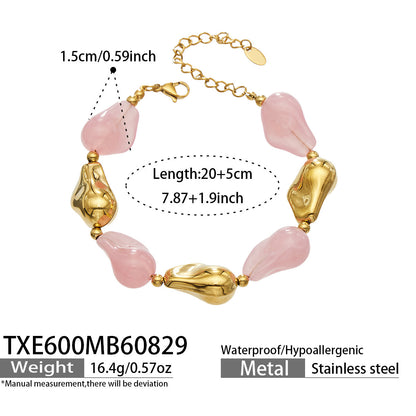 B廠【TXP600】跨境飾品不規則樹脂不銹鋼手鍊小眾撞色ins風輕奢女手鍊項鍊套裝
 26.09-1