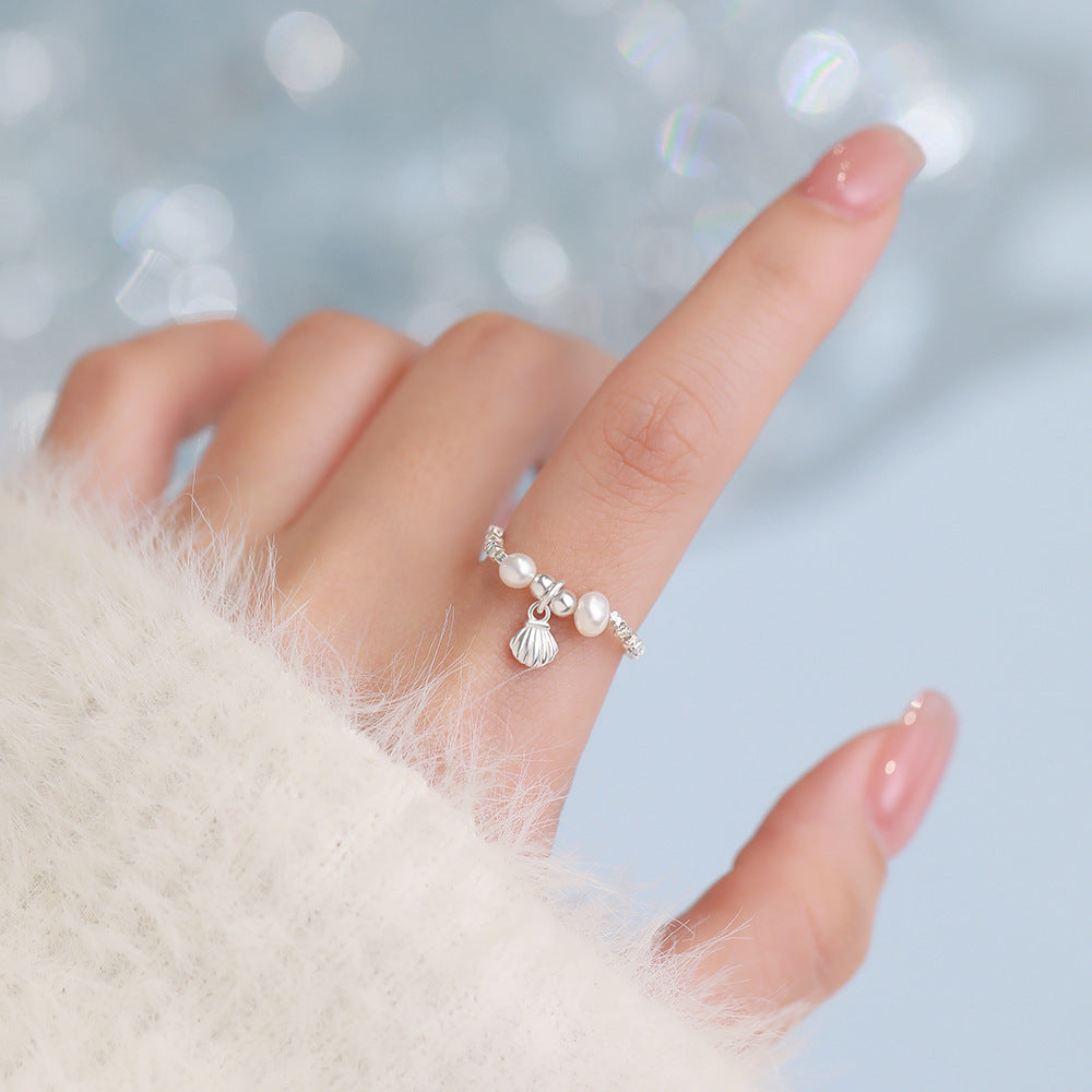 D廠【YC5279SL】足銀S999貝殼海星碎銀手鍊戒指夢幻簡約珍珠女甜美時尚手飾
 26.03-2