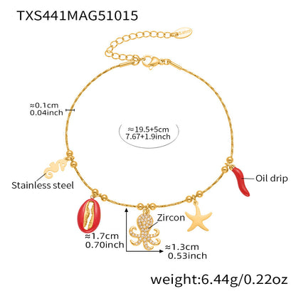 B廠【TXP441】5A鋯石八爪魚海洋風DIY多配件吊墜手鍊腳鍊項鍊不鏽鋼套裝
 25.10-4