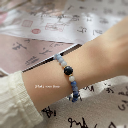 A廠【S192】天然石新中式藍東陵手鍊民族風景區熱賣款原創設計手工手飾女 25.03-4