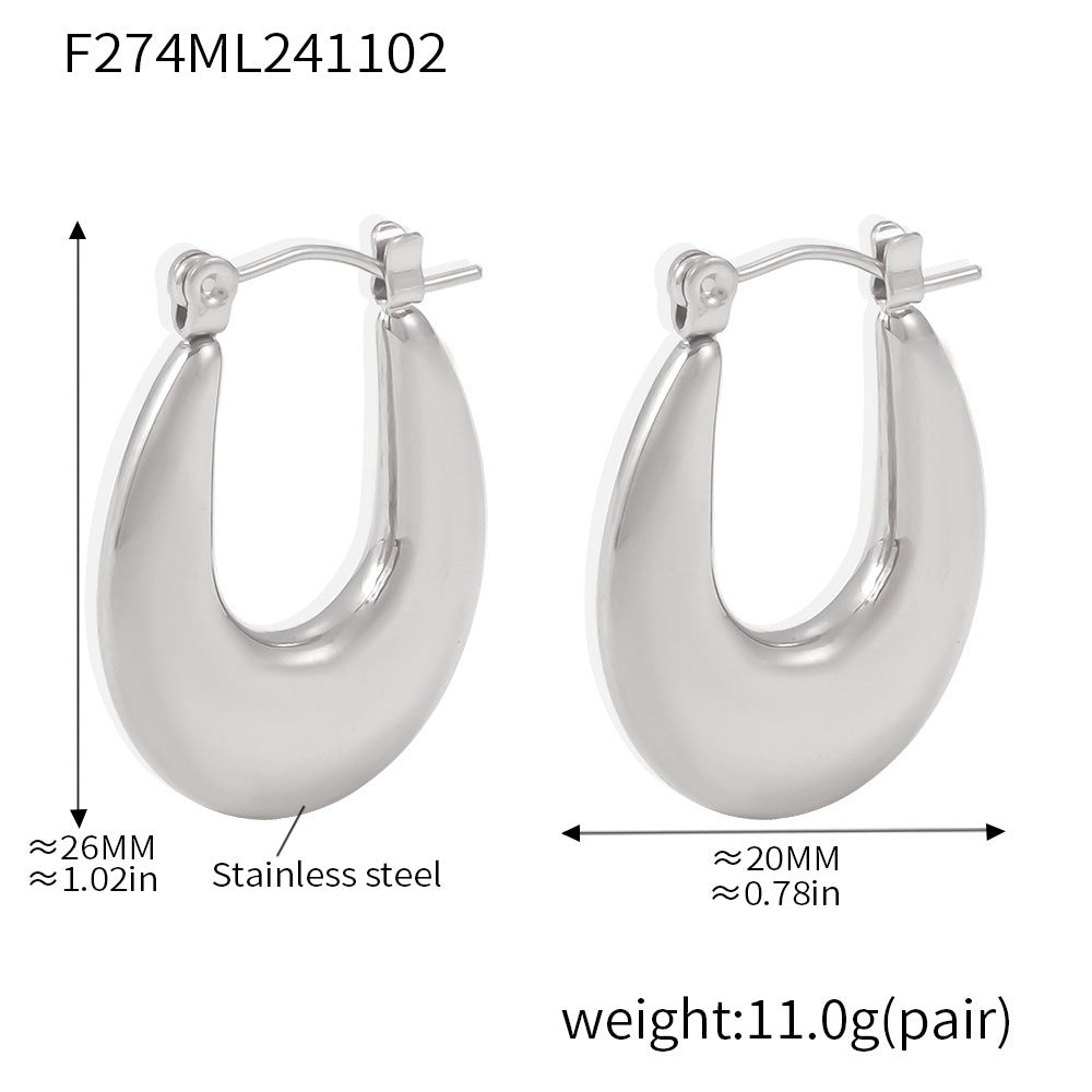 B廠【F274】歐美飾品簡約不鏽鋼U型質感金光耳環耳環耳飾鍍18K真金保色 24.11-2