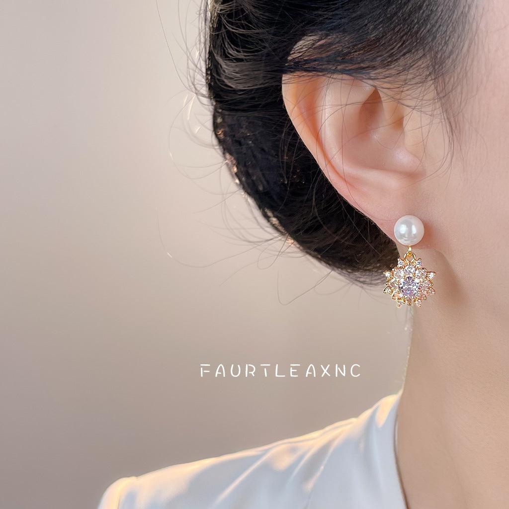 C廠【7078】時尚輕奢高級感鋯石雪花珍珠氣質唯美新款手工耳飾
 25.11-2