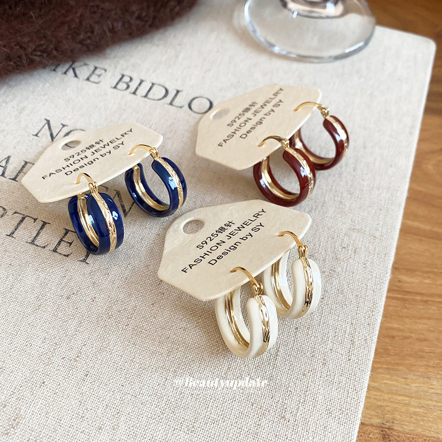 A廠【WE4668】新款復古滴油圓形耳環休閒簡約日常通勤百搭耳環輕奢高級感耳飾女
 25.11-1