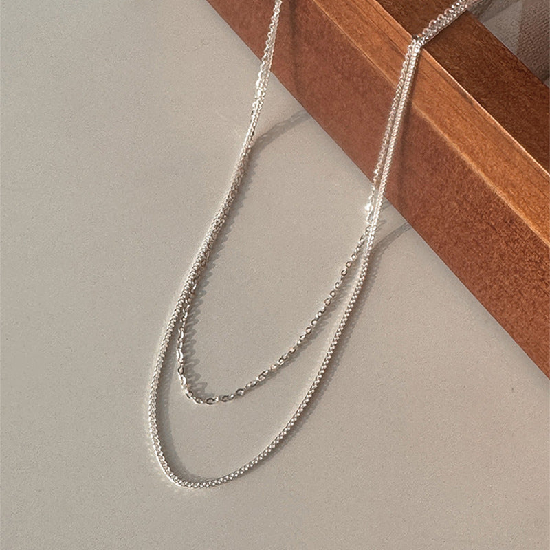 F廠【XDQ1109N】通體S925純銀波光粼粼雙層鏈條項鍊女時尚縱享絲滑疊戴鎖骨鏈
 25.11-1