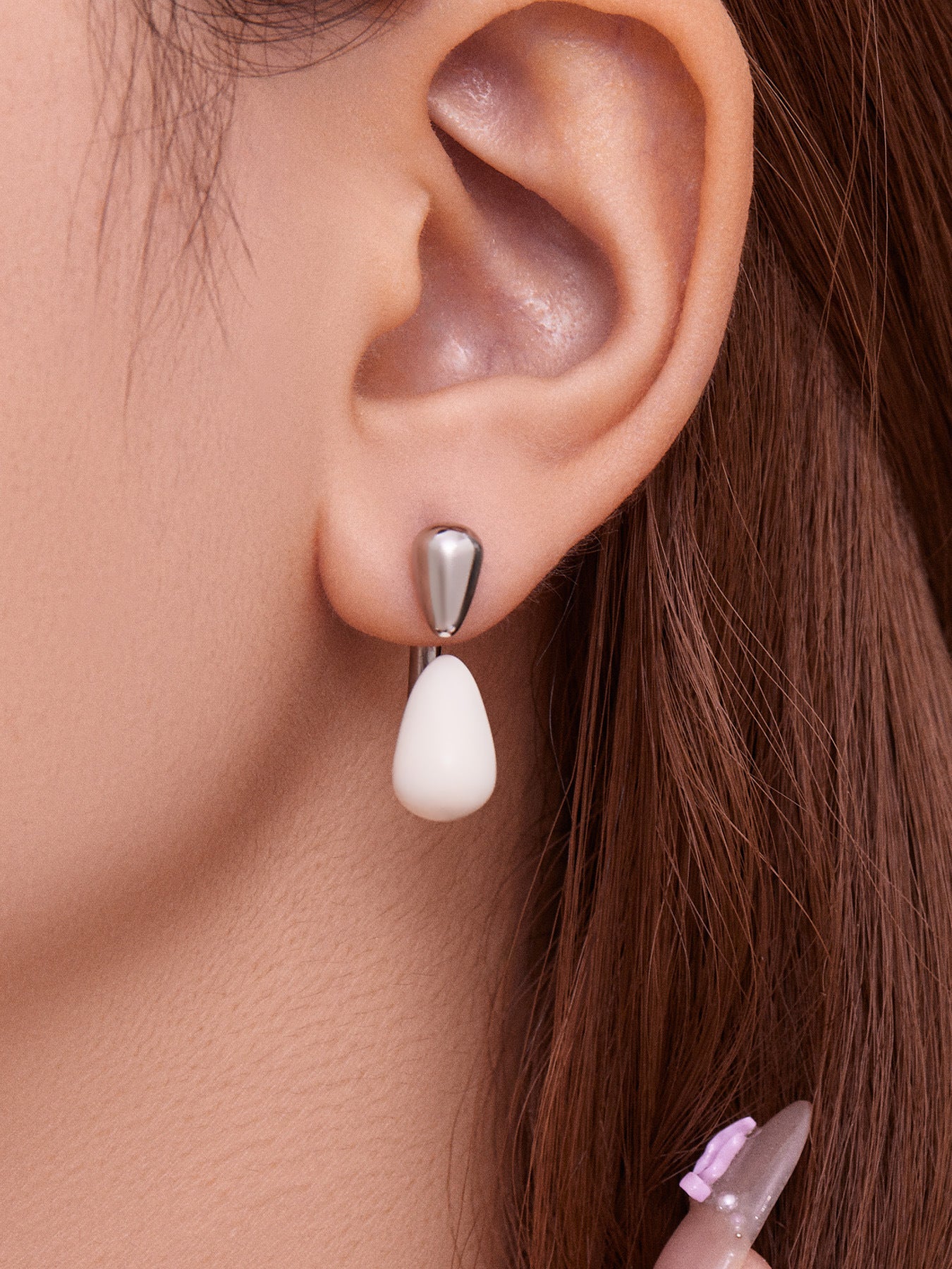 B廠【F319】不鏽鋼幾何水滴耳環鍍18k金琺瑯彩釉滴油個性百搭膠塞耳飾
 25.11-1