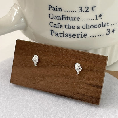 E廠【XDQ10684E】S999純銀甜美小清新玫瑰花耳環女精緻花朵微鑲百搭耳飾品
 26.03-2