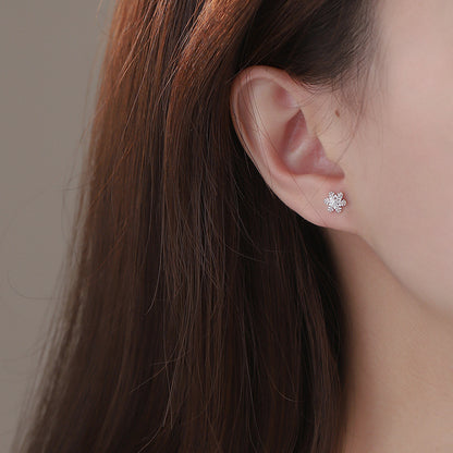 D廠【YC2075E】S999足銀雪花耳環冬季爆款簡約高級感氣質精緻養耳洞耳飾 25.01-2