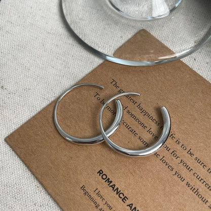 E廠【DQ10429E】通體S925純銀韓版素圈耳環女個性線耳圈C形實心百搭耳飾潮
 25.09-1