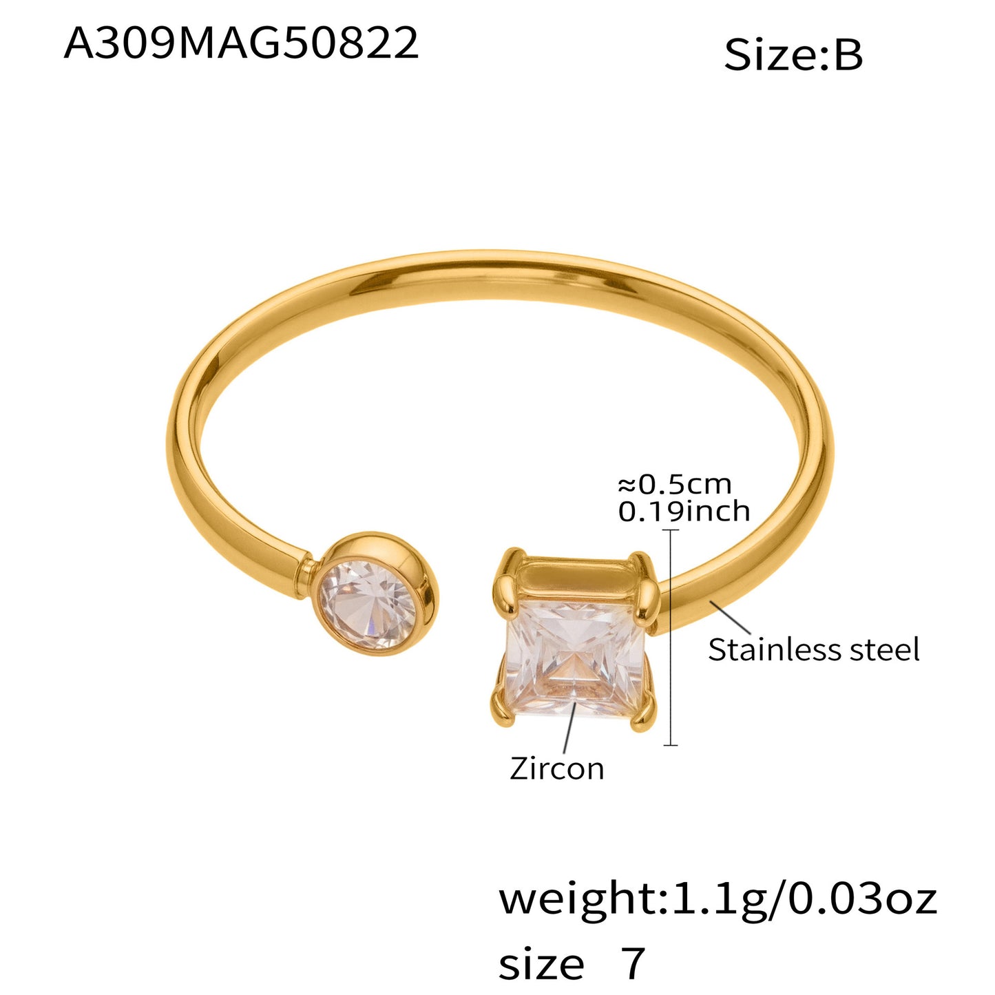 B廠【A309】超閃5A鋯石小鑽尾戒三件組戒指不鏽鋼18k鍍金飾品跨境rings
 25.10-1