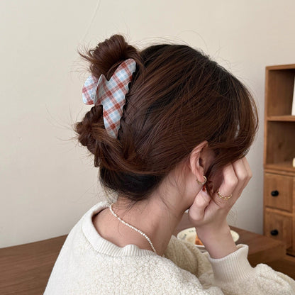 C廠【X128】簡約格紋抓夾女高級感2026新款韓系ins氣質髮夾後腦勺鯊魚夾頭飾
 26.04-3