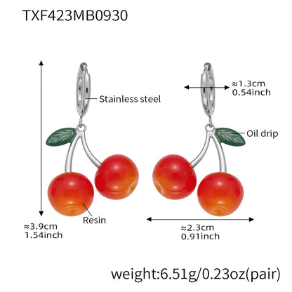 B廠【TXP423】 櫻桃項鍊潮趣水果耳環 ins網紅清新可愛少女時尚珠寶首飾
 25.10-2