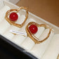 A廠【HE28963】925銀針紅色多層愛心圓球耳圈復古港風耳環耳環輕奢高級感耳飾女
 25.10-4