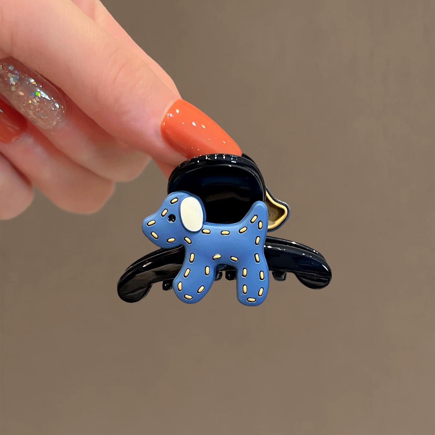 C廠【X119】藍色小狗髮夾質感半紮髮抓夾精緻小號髮卡2026新款後腦勺鯊魚夾女
 26.04-3