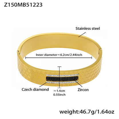 B廠【Z054】不鏽鋼幾何菱形鑲嵌鋯石卡扣手鐲組合INS風個性輕奢手飾鍍18k真金
 26.01-1