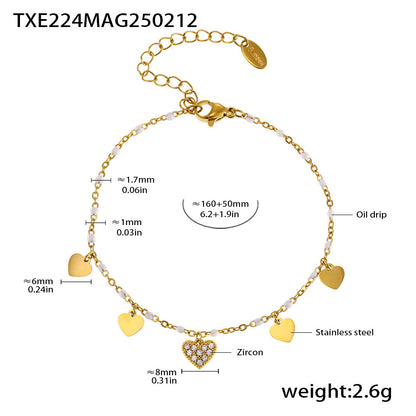 B廠【TXP224】歐美飾品時尚幻彩鋯石鈦鋼項鍊愛心鎖骨鏈不掉色首飾套裝女 25.02-3