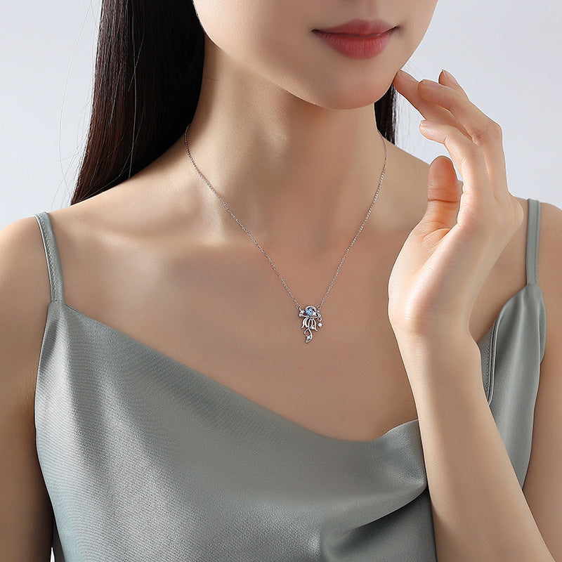 E廠【DQ2410N】原創藍色水母項鍊女925純銀清冷感輕奢小眾設計感百搭鎖骨鏈
 26.03-1