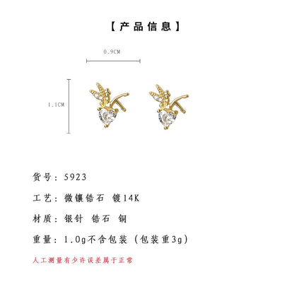 A廠【5923】實物很小！花仙子鋯石精靈小耳環簡約小眾設計師清新耳環飾品 25.05-1