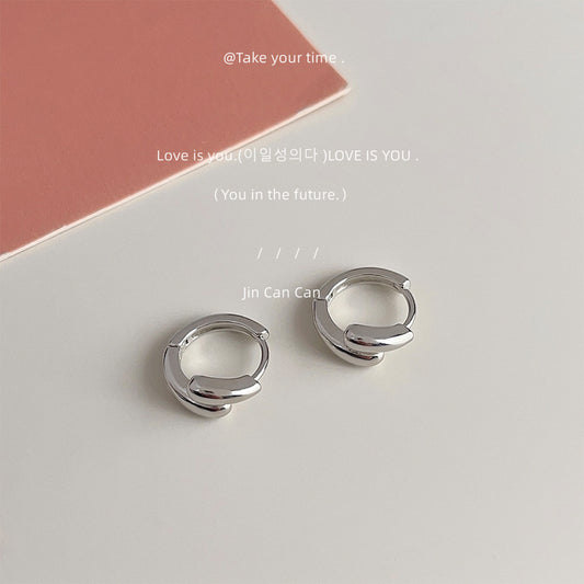 A廠【3745】個性ins甜酷風日常通勤款幾何圓耳扣氣質簡約銀色耳環飾品
 25.11-4