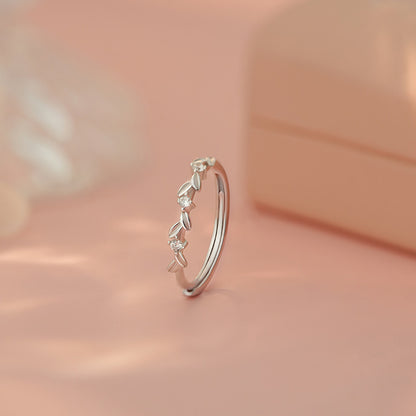 D廠【YC5034R】S999足銀輕奢樹葉戒指女百搭高級感氛圍感森繫小清新開口電鍍 25.03-4