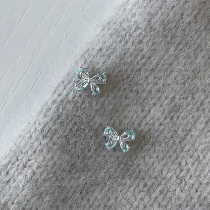 E廠【XDQ10855E】S925純銀簡約小清新蝴蝶結耳環女精緻清透鋯石百搭耳飾潮
 26.05-4