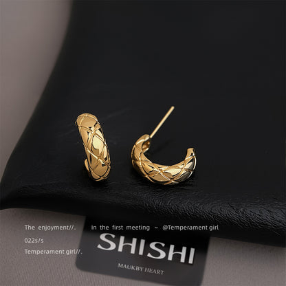 A廠【5824】高級感925銀針鍍14K簡約通勤時尚輕奢金屬感耳環飾品
 25.09-3