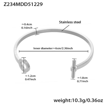 B廠【Z014】不鏽鋼心連心手鐲女簡約ins風鏤空設計幾何手環組合配件鍍18k真金
 26.01-1