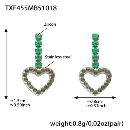 B廠【TXP455】不銹鋼滿鑽愛心鋯石項鍊手鍊耳環 鍍18k金歐美時尚輕奢首飾
 25.10-4