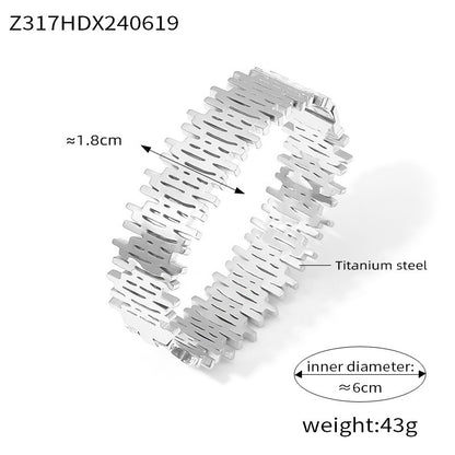 B廠【Z317】歐美跨境個性設計感幾何鏤空不規則手環網紅小眾熱賣氣質鈦鋼飾品 24.06-4