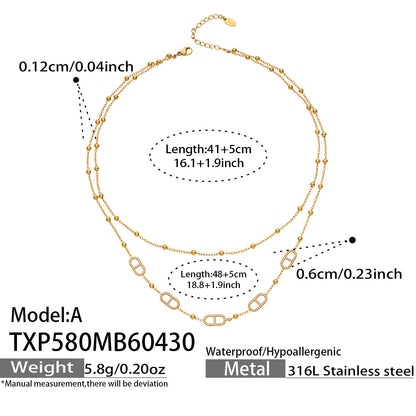 B廠【TXP580】歐美輕奢日字滿鑽鋯石Y字流蘇項鍊手鍊雙層疊戴套裝不銹鋼鍍18k金
 26.05-2